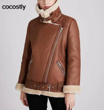 Load image into Gallery viewer, High Quality Woman&#39;s Faux Leather Fur Coat - Vegan leather - Imported
