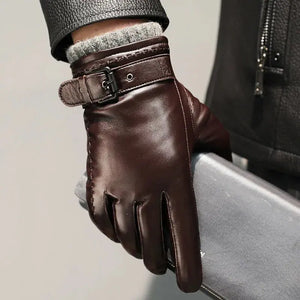 Guantes de cuero de invierno para hombre