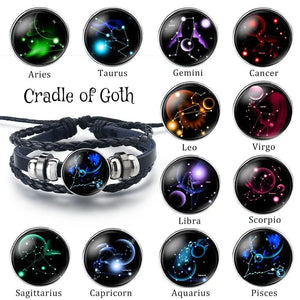 Pulsera de cuero de los 12 signos del zodíaco