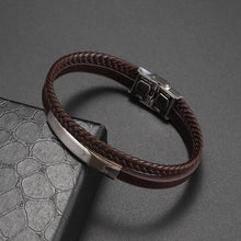 Charger l&#39;image dans la galerie, Bracelet en cuir multicouche classique tissé à la main - Cuir végétalien - Importé
