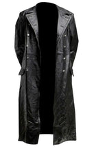 Load image into Gallery viewer, BLACK LEATHER TRENCH COAT - Vegan leather Jacket
