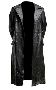 BLACK LEATHER TRENCH COAT - Vegan leather Jacket