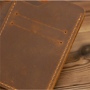 Simple Mad Horse Leather Men's Bag, Real Cow Leather Card Bag, Simple Retro ID Card, Driver's License Zero Mens Wallet