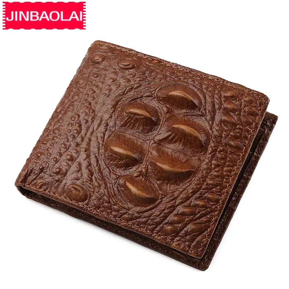 Men Genuine Cow Leather Wallets Crocodile Skin Money Clip Fashion Purses Coin Pocket Short Top Quality Male Wallets