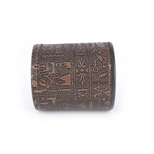 Load image into Gallery viewer, Egyptian pattern Brown Leather Rune Dice Cup
