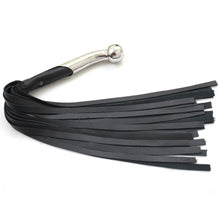 Load image into Gallery viewer, Fully Handmade &amp; Real Genuine Cowhide, Leather Flogger, Heavy Duty 25 Falls Flogger Steel Handle Black Falls
