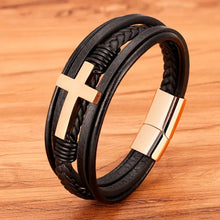 Charger l&#39;image dans la galerie, Bracelet en cuir Cross - Cuir végétalien - Importé
