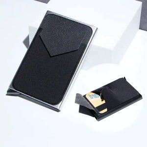 RFID Black Magic Trifold Leather Slim Mini Wallet - Cuir végétalien - Importé