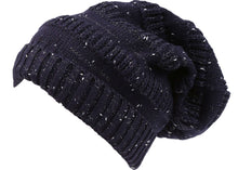 Charger l&#39;image dans la galerie, Kase slouchy striped knit beanie hat in heather fabric, unisex, long tall fit, one size, 21-27 inches circumference, 12 inches depth.
