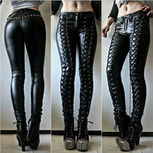 Load image into Gallery viewer, Steampunk Leather Skinny Pants - Vegan leather - Imported
