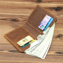 Charger l&#39;image dans la galerie, Simple Mad Horse Leather Men&#39;s Bag, Real Cow Leather Card Bag, Simple Retro ID Card, Driver&#39;s License Zero Mens Wallet
