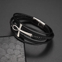 Charger l&#39;image dans la galerie, Bracelet en cuir multicouche classique tissé à la main - Cuir végétalien - Importé
