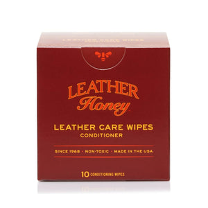 Leather Care Wipes (10 Pack) - individually packaged leather conditioner and cleaner wipes by Leather Honey, perfect for on-the-go use.