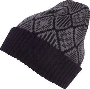 Lucien pattern knit cap beanie hat with kaleidoscope design, warm and lightweight, washable acrylic, unisex style for everyday wear.