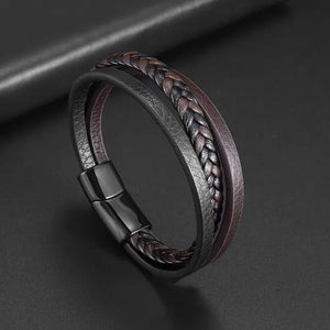 Classic Hand Woven Multi-Layered Leather Bracelet - Vegan leather - Imported