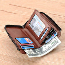 Charger l&#39;image dans la galerie, men Wallet Rfid Leather Wallet Zipper Business Card Holder Purse Wallet Men
