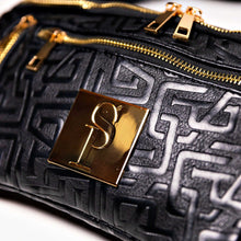 Load image into Gallery viewer, Black Monogram Leather Crossbody Bag
