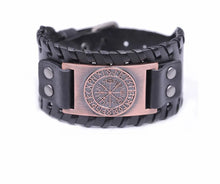 Charger l&#39;image dans la galerie, Retro Wide Leather Pirate Compass Bracelet
