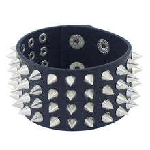 Cargar imagen en el visor de la galería, Faux Leather Bracelet with Spikes
