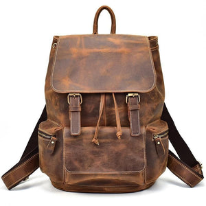 The Hagen Backpack | Vintage Leather Backpack in genuine cowhide with antique finish, perfect for tablets, laptops, and daily use.