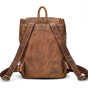 The Hagen Backpack | Vintage Leather Backpack in genuine cowhide leather with natural creases, perfect for tablets and laptops.