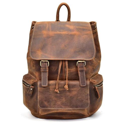 The Hagen Backpack | Vintage Leather Backpack in genuine cowhide leather with antique finish and spacious design.