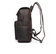 Load image into Gallery viewer, Side view of The Helka Backpack | Genuine Vintage Leather Backpack showcasing its sleek design and durable leather material.
