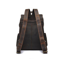 Load image into Gallery viewer, The Helka Backpack | Genuine Vintage Leather Backpack, rear view showing straps and leather craftsmanship.
