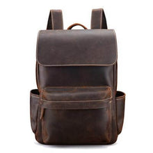 Load image into Gallery viewer, The Helka Backpack | Genuine Vintage Leather Backpack for school, work, or outdoor trips; sleek design with functional pockets.
