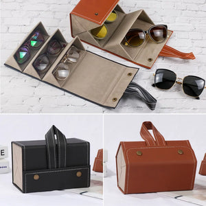 Portable Eyeglasses Storage Polyurethane Leather Case - Vegan leather - Imported