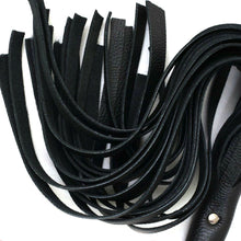 Load image into Gallery viewer, Fully Handmade &amp; Real Genuine Cowhide, Leather Flogger, Heavy Duty 25 Falls Flogger Steel Handle Black Falls

