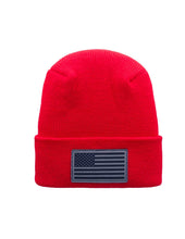 Charger l&#39;image dans la galerie, American Flag Beanie - H-Stitch Circular Knit Cuffed Beanie - Patented Design and Made in USA
