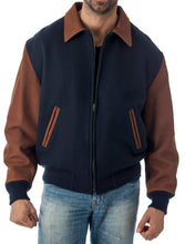 Charger l&#39;image dans la galerie, Men&#39;s Executive Varsity Jacket with Leather Sleeves by REED, Union Made in USA
