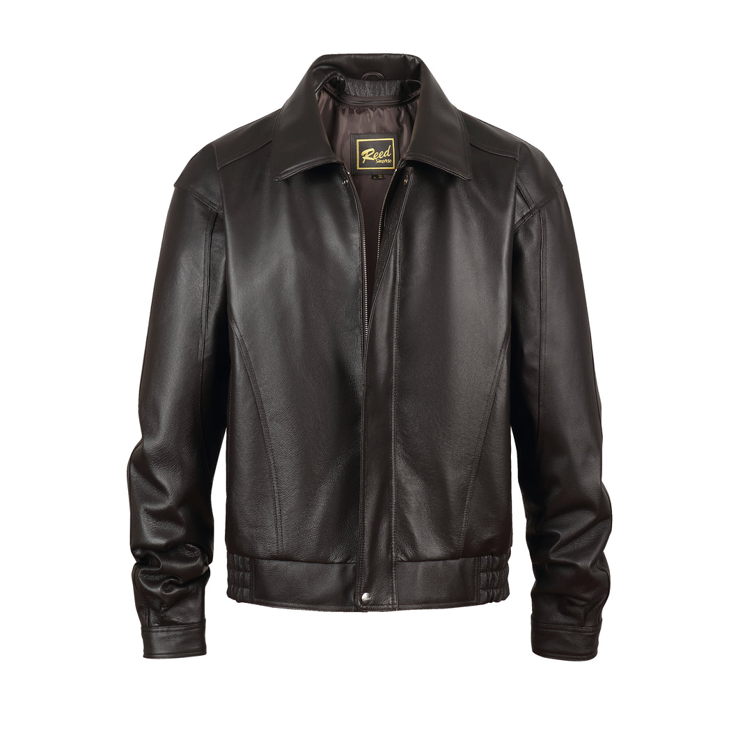 REED genuine leather bomber jacket.