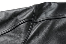 Load image into Gallery viewer, Close-up of REED Men&#39;s American Style Bomber Leather Jacket showing genuine leather texture.
