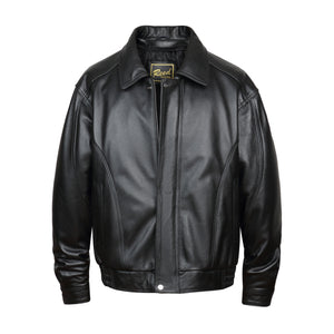 REED Men's American Style Bomber Genuine Leather Jacket - Classic and Timeless Design