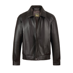 REED Men's American Style Bomber Genuine Leather Jacket, sleek and stylish imported luxury outerwear for modern, timeless look