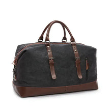 Load image into Gallery viewer, Retro Large Capacity Canvas Travel Bag with leather straps, suitable for men and women, perfect for leisure travel; 20-35L
