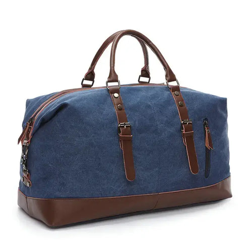 Retro large capacity canvas travel bag for men and women, unisex design with European and American aesthetics, 20-35L size.