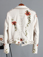 Load image into Gallery viewer, Floral Print Faux Leather Jacket
