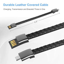 Load image into Gallery viewer, Portable Leather Phone Data Cables - Vegan leather - Imported
