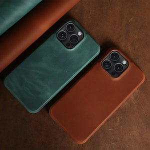 Genuine Leather iPhone Case Vintage Aesthetic - Vegan leather - Imported