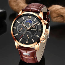 Load image into Gallery viewer, 2023 New Mens Watches LIGE Top Brand Luxury Leather Casual Quartz - Vegan leather Imported
