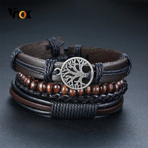 Vnox 4Pcs/Set Bracelets en cuir tressé - Cuir végétalien - Importé