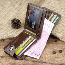 Load image into Gallery viewer, Mens Wallet Leather Genuine Short Purse Billetera Hombre Men Wallets Vintage Style Cartera Hombre Crocodile Money Small Wallet
