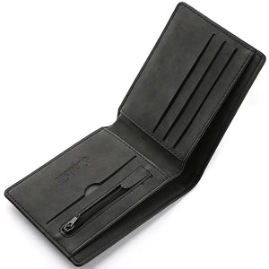Men's Genuine PU Leather Male Short Zipper Simple Soft Leather Light Money Clip Vintage Business Wallet Students