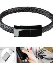 Cargar imagen en el visor de la galería, USB Leather Charging Braided Bracelets
