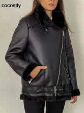 Load image into Gallery viewer, High Quality Woman&#39;s Faux Leather Fur Coat - Vegan leather - Imported
