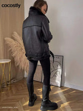 Load image into Gallery viewer, High Quality Woman&#39;s Faux Leather Fur Coat - Vegan leather - Imported
