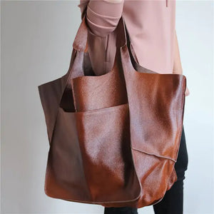 Retro Luxury Shoulder Bag: Casual PU Leather Tote - Vegan leather - Imported